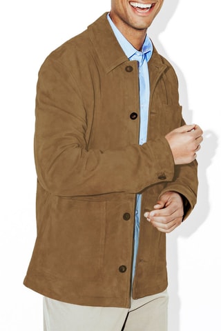 Chaqueta de piel caprina de serraje - Camel