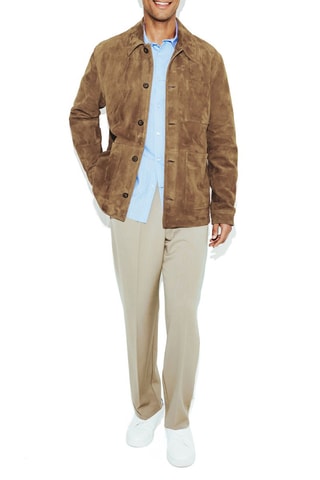 Chaqueta de piel caprina de serraje - Camel