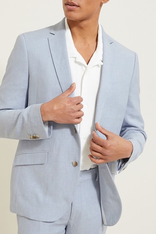 Chaqueta de lino - Celeste