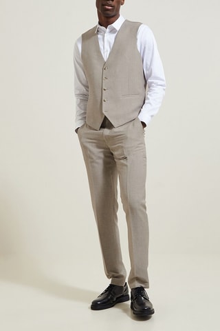 Chaleco de traje slim fit de lino - Beige