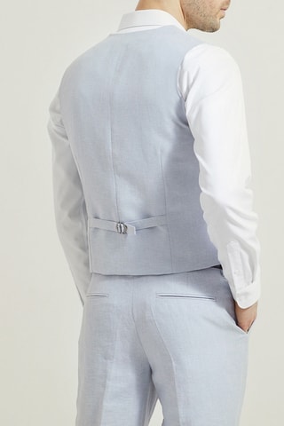 Chaleco de traje slim fit de lino - Azul