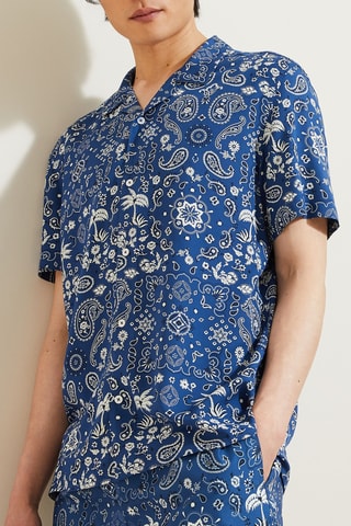 Camisa corta regular fit - Azul