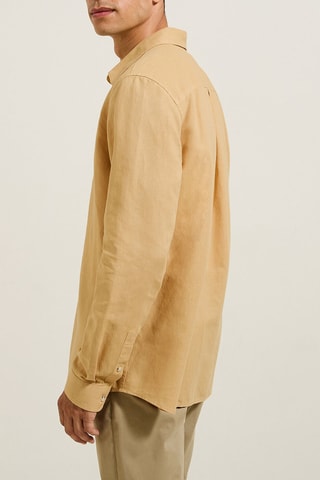 Camisa regular fit de lino - Amarillo