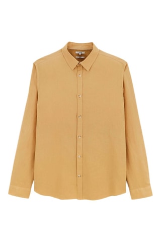 Camisa regular fit de lino - Amarillo