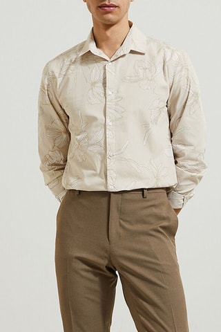 Camisa slim fit - Hueso