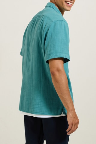 Camisa regular fit hawaiana - Turquesa