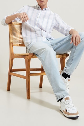 Camisa regular fit de lino - Amarillo