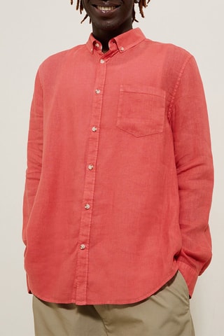 Camisa regular fit de lino - Rosa