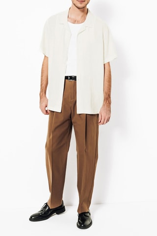 Camisa regular fit de ramio - Blanco