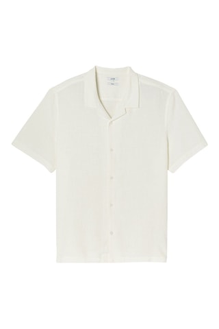 Camisa regular fit de ramio - Blanco