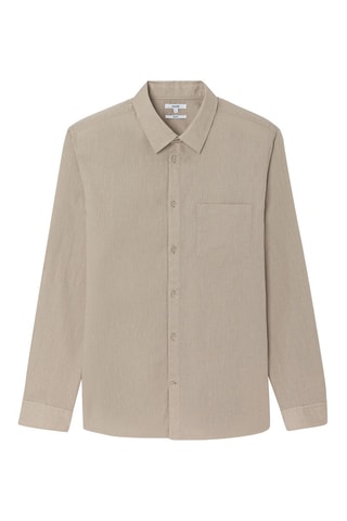 Camisa regular fit de lino - Beige