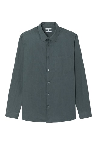 Camisa regular fit de lino - Verde oscuro