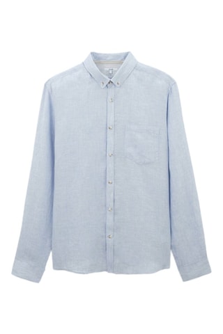Camisa regular fit de lino - Azul