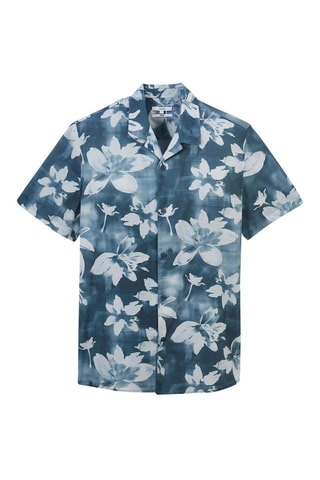 Camisa regular fit - Azul noche y crudo