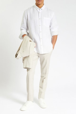 Camisa regular fit de lino - Blanco