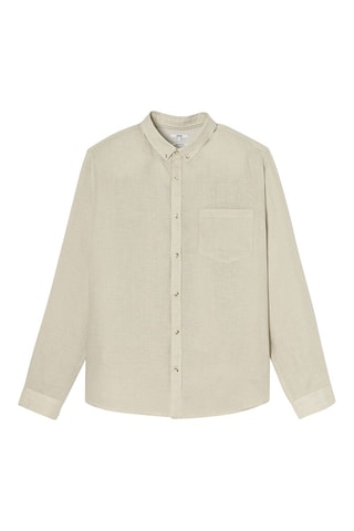 Camisa regular fit de lino - Beige