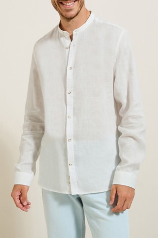 Camisa regular fit de lino - Blanco