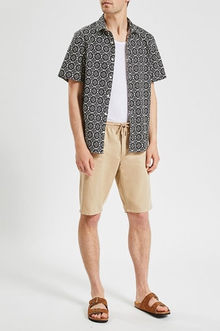 Camisa regular fit de lino - Negro