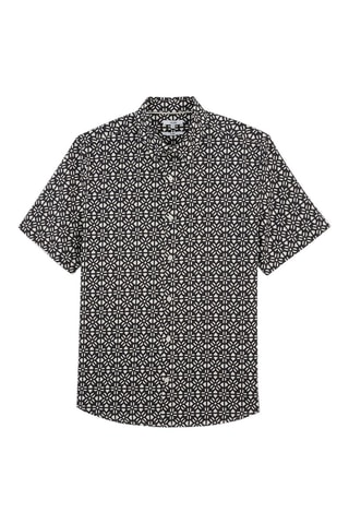 Camisa regular fit de lino - Negro
