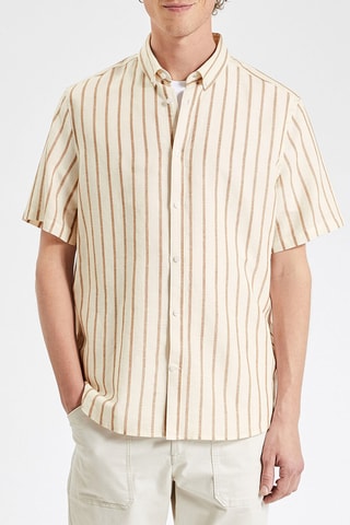 Camisa regular fit de lino - Marrón