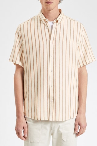 Camisa regular fit de lino - Marrón