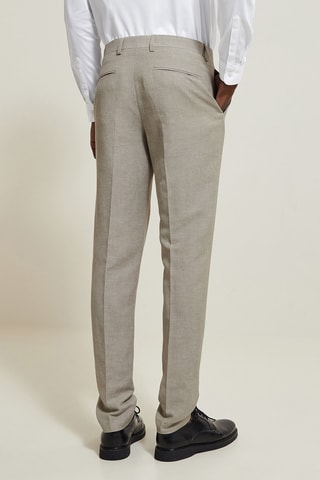 Pantalón de traje slim fit de lino - Beige