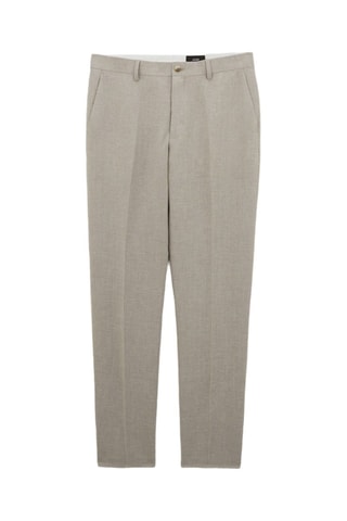 Pantalón de traje slim fit de lino - Beige