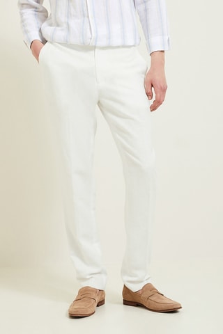 Pantalón de traje slim fit de lino - Blanco