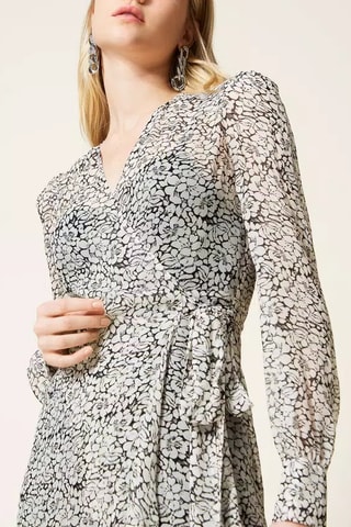 Vestido cruzado - Twinset - Blanco y negro