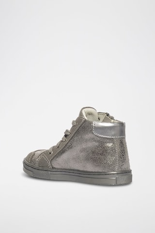 Zapatillas altas de piel Baby Glitter - Topo