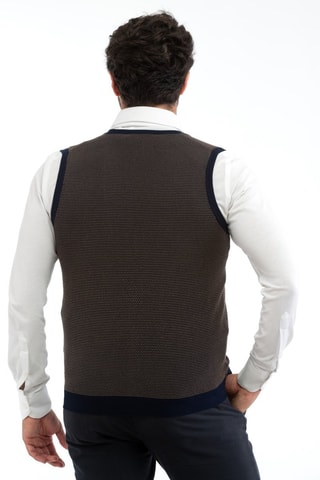 Chaleco slim fit - Incotex - Azul y marrón