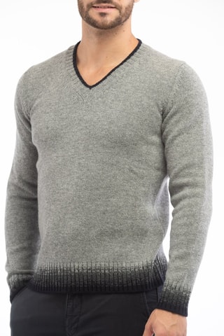 Jersey regular fit de lana virgen - Incotex - Negro y gris