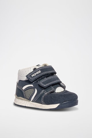 Zapatillas altas de nobuk Baby Jogging - Blanco, azul y gris