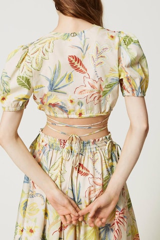 Crop top - Twinset - Beige, verde, amarillo y naranja