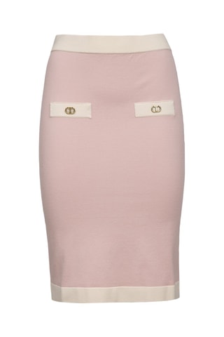 Falda de tubo de talle alto - Twinset - Blanco y rosa
