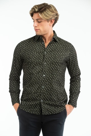 Camisa regular fit - Incotex - Beige y verde