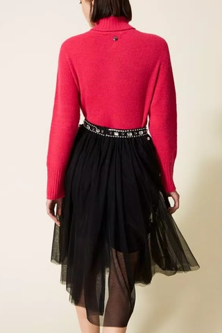 Falda de gasa de talle alto - Twinset - Negro