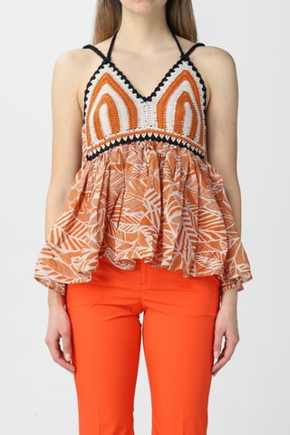 Top bimateria - Twinset - Naranja