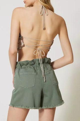 Crop top - Twinset - Blanco, rosa y verde