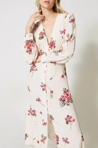 Vestido midi - Twinset - Blanco, verde y rosa