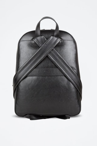 Mochila de piel Cesare - Negro y plateado