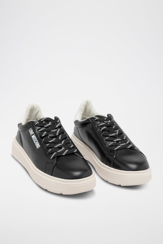 Zapatillas de piel con plataforma - Moschino - Negro