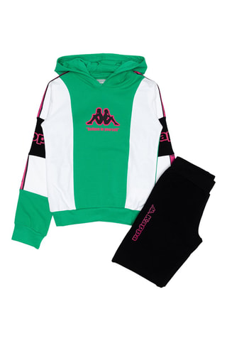 Conjunto de sudadera con capucha y pantalón de chándal  - Negro y verde