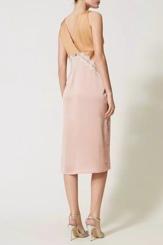 Vestido midi - Twinset - Beige y rosa