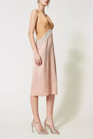 Vestido midi - Twinset - Beige y rosa
