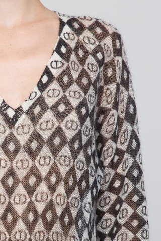 Jersey de lana y mohair - Twinset - Blanco y negro
