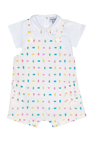 Camiseta y peto corto - Emporio Armani - Blanco, azul, amarillo y rosa