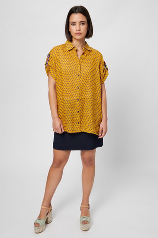 Camisa de ramio - Harmont & Blaine - Azul, amarillo, marrón y naranja