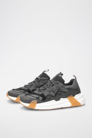 Zapatillas de piel con plataforma Compassor - Moncler - Blanco, negro y marrón
