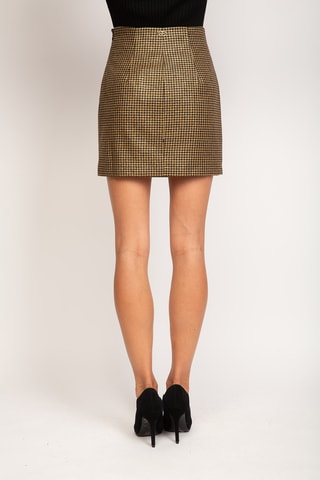 Falda recta de talle alto de lana - Twinset - Negro y beige